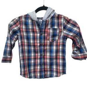 Kids Headquarters Plaid Shirt with Hood size 3T